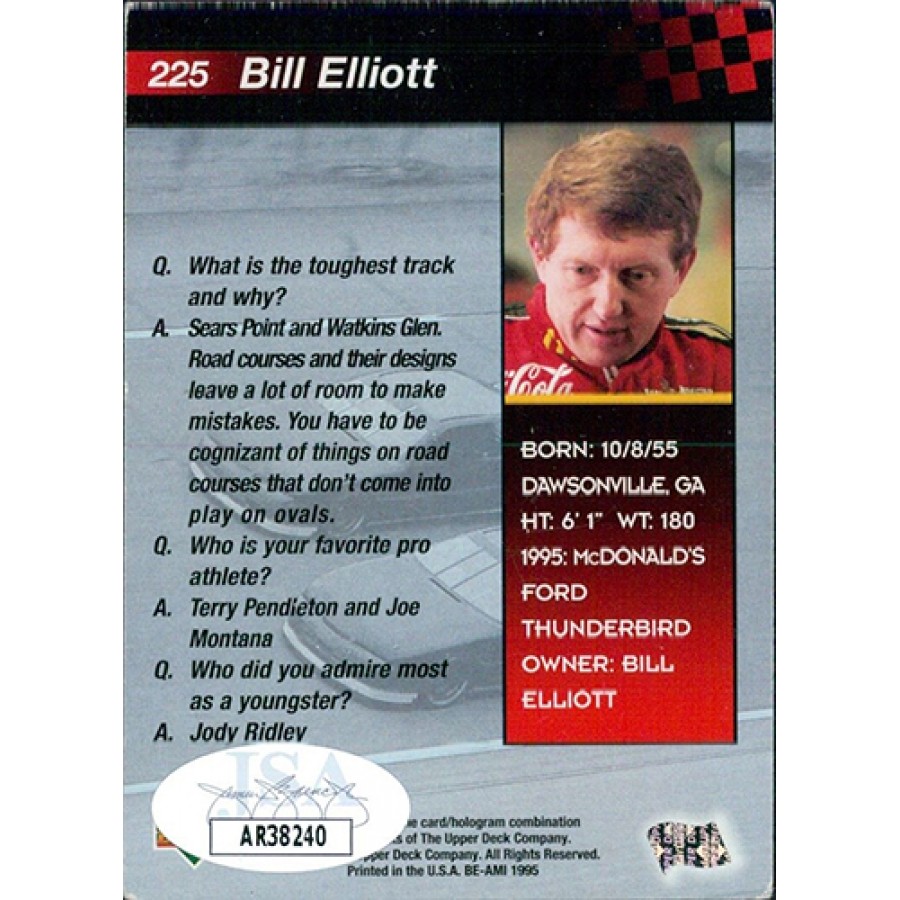 Good Bill elliott signed deck of cards